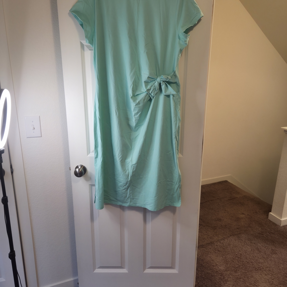 J. Crew Factory Green Wrap Tie Front Midi Dress